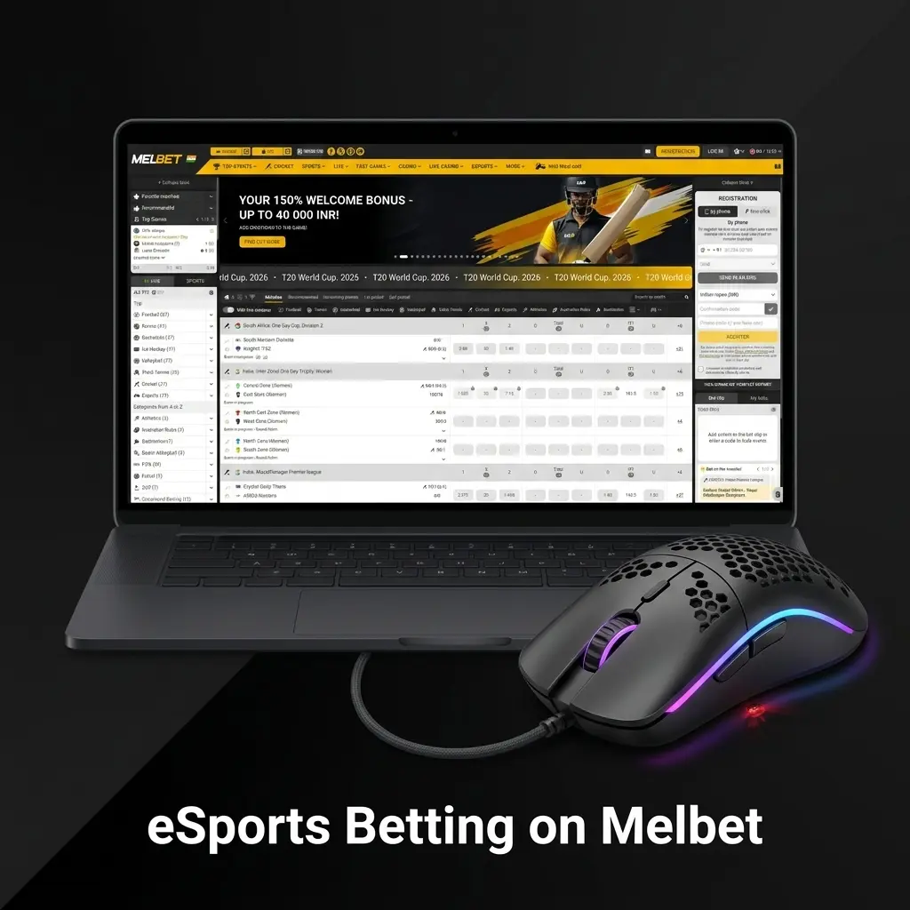 Melbet eSports betting platform showing competitive gaming tournaments and live odds for Indian players