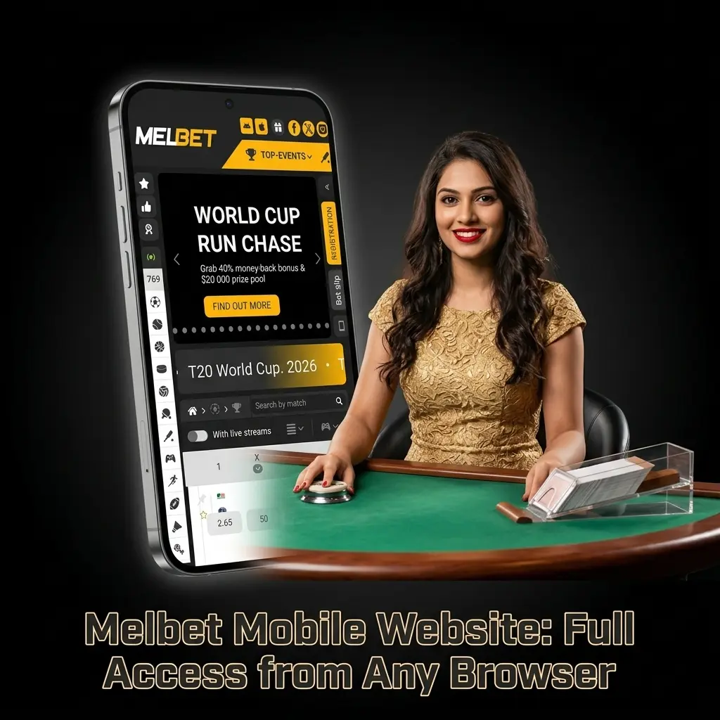 Melbet mobile website interface on smartphone browser showing sports betting and casino sections