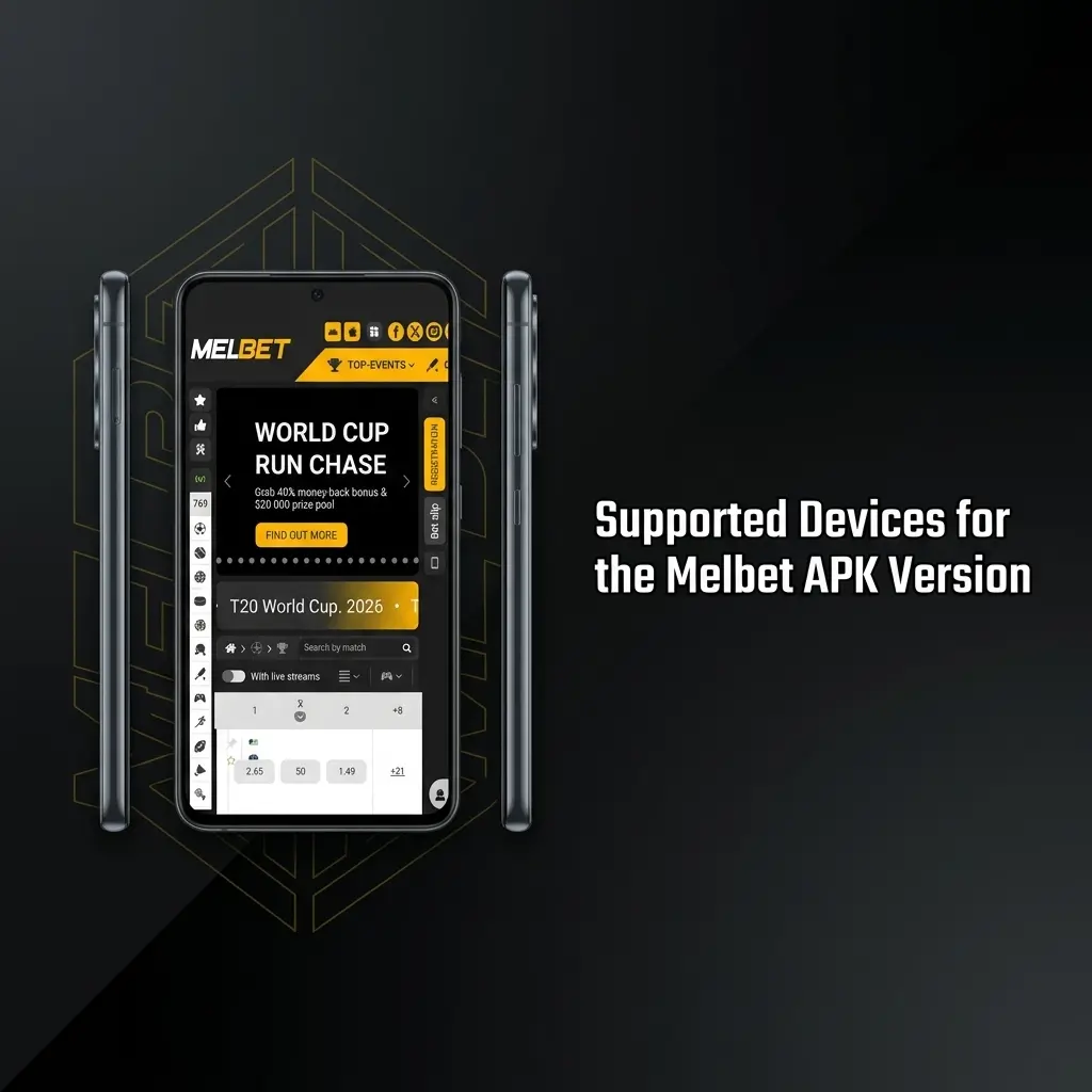 Melbet APK supported Android devices including Samsung, Sony, OnePlus, Xiaomi, Google Pixel and more for India users